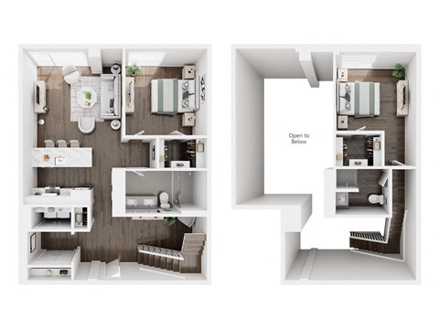 A diagram showing a floor plan of a small apartment.